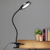 Clamp LED Desk Lamp, Flexible Gooseneck Table Lamp, 3 Lighting Modes with 3 Brightness Levels, Dimmable Office Lamp with Adapter, Touch-Sensitive Control(Black)