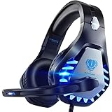 Pacrate Gaming Headset with Microphone for PC PS4 PS5 Headset Noise Cancelling Gaming Headphones for Laptop Mac Switch Xbox One Headset with LED Lights Deep Bass for Kids Adults Luxury Black