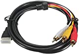 Chenduomi HDMI to RCA TV Cable HDMI Male to 3 RCA Female av Cable Video Audio Component Converter Adapter 1080P Cable for HDTV Black 5ft/1.5m