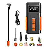 HLNIAO Portable Tire Inflator, 150 PSI Mini Air Compressor Tire Pump, Built-in 6000mAh Rechargeable Battery, Digital LCD Pressure Gauge, Portable LED Flashlight, Auto Work for Cars Bikes Balls