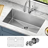 Kraus KHU100-32 Standart PRO 16 Gauge Undermount Single Bowl Stainless Steel Kitchen Sink, 32 Inch