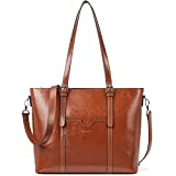 BOSTANTEN Womens Leather Laptop Tote Office Shoulder Handbag Vintage Briefcase 15.6 inch Computer Work Purse Brown