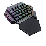 One Handed RGB Mechanical Keyboard, Jhua Ergonomic Half Gaming Keyboard 35 Keys with Rainbow Backlit Keyboard Wired Gaming Keypad Mini USB Keyboard Single Hand Game Controller for PC PS4 LOL Xbox Game