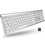 X9 Performance Slim Full Size Wireless Keyboard for Laptop and Desktop PC | Elegant Low Profile 2.4G Computer Keyboard Wireless - Rechargeable Flat Keyboard with Number Pad, 110 Silent Keys - Aluminum