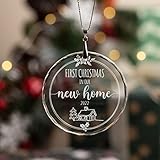 First Christmas in Our New Home Ornament 2022, Couple 1st Home Christmas Ornaments, Newlywed Keepsake Housewarming Decoration, 3' Crystal Ornaments Holiday Decoration for Family Friends Neighbors