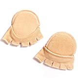 Open Five-Toes Socks Forefoot Pads, Women Anti-Slip Breathable Sweat-Absorbent Peep Toe Half Socks Cushions, Relief Forefoot Pain Toe Separating Correction Socks No Show Heelless Toe Socks (Skin)