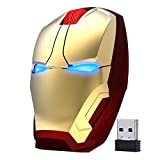 ECOiNVA Wireless Iron Man Mouse 2.4G Optical Computer Mouse for Desktop Laptop PC Mac (Gold)