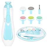 Electric Nail File Drill for Baby No Sharp Claws Hurt, 6 in 1 Safety Cutter Trimmer Clipper for Toes and Fingers (Blue)