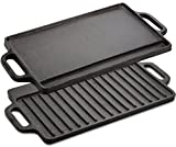 Lawei Rectangle Cast Iron Griddles, 2-in-1 Reversible Grill/Griddle with Handle, Reversible Grill Plate Skillet for Stovetop, Gas Range, Electric Stovetop, Grill Open Fire