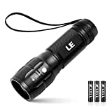 LE LED Flashlight LE1000 High Lumens, Small and Extremely Bright Flash Light, Zoomable, Water Resistant, Adjustable Brightness for Camping, Running, Emergency, AAA Batteries Included