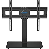 MOUNTUP Universal TV Stand, Table Top TV Stands for 37 to 70 Inch Flat Screen TVs - Height Adjustable, Tilt, Swivel TV Mount with Tempered Glass Base Holds up to 88 lbs, Max VESA 600x400mm MU0031
