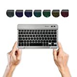 Macally Backlit Portable Bluetooth Keyboard for iPad Mini/Pro, iPhone, Phone, Kindle Fire, Android - Universal 7 Backlit Colors Tablet Keyboard Mini - Small Bluetooth Wireless Keyboard
