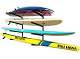StoreYourBoard 4 Paddleboard Storage Rack, Adjustable Wall Mounted Indoor Garage Organizer, Standup Holds SUPs and Kayaks