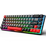 RK ROYAL KLUDGE RK G68 65% Wireless Mechanical Keyboard, Bluetooth5.1/2.4G/Wired Hot Swappable Mechanical Keyboard with 3 USB Ports PBT Keycaps, 68 Keys RGB Red Switch for Mac Windows, Dolch