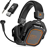 XIBERIA S11 Wireless Gaming Headset 5.8GHz Anti-Interference for PC,PS5,PS4,Noise Cancelling Microphone Over Ear PC Gaming Headphones,Ultra-Low Latency,Orange