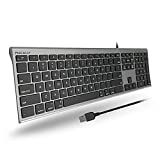 Macally Ultra-Slim USB Wired Computer Keyboard - Works Great as Both a Windows or Wired Mac Keyboard - Compatible Full Size Apple Keyboard with Numeric Keypad for Mac Mini, iMac, MacBook - Space Gray