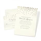 Gartner Studios Gold Foil Dots Print-at-Home Wedding Invitation Kit, Includes Response Cards, Cream White, 5” x 7” and 3.5” x 5”, Set of 50, 14279