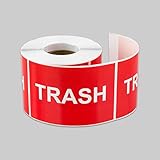 Tuco Deals 3' x 2' Inch Large Red Background / White Text Disposal and Trash Labels Square Self Adhesive Stickers / Labels - 'Trash'