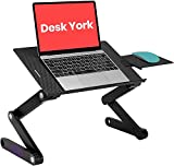 Desk York Portable Laptop Table for Couch, Computer Lap Desk, Laptop Holder for Bed and Sofa, Adjustable Laptop Desk w/ Cooling Fan, Gift for Wife, Husband, College Students