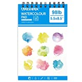 AUREUO 5.5x8.5 Inch Watercolor Paper Pad - 1 Pack, 60 Sheets, 98 lb/160 GSM, Mini Hot Press Watercolor Paper for Kids - Small Watercolor Notebook Acid Free Paper for Beginners