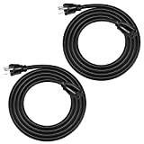 DEWENWILS Extension Cord 6ft, 14/3 SJTW Weatherproof Power Cable for Indoor Outdoor Use, 3 Prong Heavy Duty Power Cord, Black, ETL Listed, 2 Pack