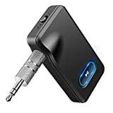 5.0 Bluetooth Aux Receiver for Car, Dual Connection Noise Cancelling 3.5mm Aux Bluetooth Adapter for Car Home Stereo System Wired Headphones, Car Hands Free Call, 16H Battery Life