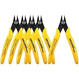 HongWay 5pcs Micro Flush Cutters, Wire Cutter with Internal Spring, Diagonal Cutters for Electronics, Heating Wire, Model Sprue, Soft Copper Wire Snips, 5 inches, Yellow