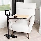 Able Life Able Tray Table, Adjustable Bamboo Swivel TV and Laptop Table with Ergonomic Stand Assist Safety Handle, Independent Living Aid
