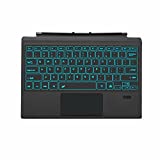 Surface Pro 7 Wireless Bluetooth Keyboard with Touchpad 7 Color Backlit Rechargeable Battery Detachable Keyboard for Microsoft Surface Pro 4/5/6/7/7+