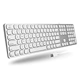 Macally Premium Wired Mac Keyboard with Number Keypad and 2 Port Hub - Compatible Apple Keyboard Wired - Extended USB Keyboard for Mac Mini/Pro, iMac, MacBook Pro / Air (Silver Aluminum)