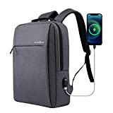 Laptop Backpack 15.6 Inch, Business Slim Durable Laptops Travel Backpacks with USB Charging Port, College School Computer Bag Gifts for Men and Women Fits Notebook (Grey)