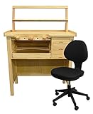 Deluxe Solid Wooden Jewelers Bench Set with Storage Shelf Organizer and Adjustable Comfort Chair Jewelry Making Studio Kit