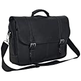 Kenneth Cole Reaction Show Business Messenger Briefcase Colombian Leather 16” Laptop Computer Portfolio Satchel Work Bag, Black, One Size