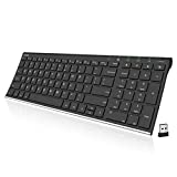 Arteck HW193 2.4G Wireless Keyboard Stainless Steel Ultra Slim Full Size Keyboard with Numeric Keypad for Computer/Desktop/PC/Laptop/Surface/Smart TV and Windows 11/10/8 Built in Rechargeable Battery