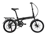 KESPOR K7 Folding Bike for Adults, Women, Men, Rear Carry Rack, Front and Rear Fenders, Shimano 7 Speed Aluminum Easy Folding City Bicycle 20-inch Wheels, Disc Brake (Black)