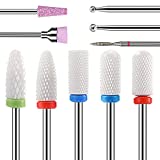 Fiezkaa Nail Drill Bits Set 10Pcs- 3/32 Ceramic Nail Drill Bits for Acrylic Gel Nails Professional Efile Nail Drill Bits Cuticle Remover Diamond Bits for Nails Manicure Pedicure