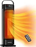 24' Space Heater, Voweek 1500W PTC Fast Heating Ceramic Heater for Office, Large Room, Indoor Use, Bedroom, Electric Heater with Thermostat, Remote, 3 Modes, ETL Certified, 12H Timer, 90° Oscillating