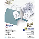 Avery Printable Blank Gift Tags with Sure Feed, 2' x 3.5', White, 96 Customizable Tags with Strings (22802)