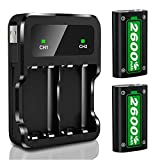 Ponkor Rechargeable Battery Packs for Xbox Series X|S/Xbox One, 2x2600mAh Batteries with High-Speed Charging Station for Xbox One S/Xbox One X/Xbox One Elite Wireless Controller