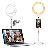 Desktop Ring Light for Zoom Meetings, Desk Ring Light with Stand and Phone Holder, Laptop Light for Video Conferencing, Best Lighting for Zoom Call, Live Streaming, Makeup, YouTube, Video Recording