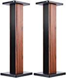 bimiti Wood Grain Speaker Stands 36 Inch Universal Floor Speaker Stand Pair Heavy Duty Hollowed Stands for Home Theater Speakers with Sand Filling Tuning Function - Pair
