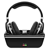 Wireless TV Headphones, 2.4GHz Digital Over-Ear Stereo Wireless Headphones for TV Watching 100ft Distance Charging Dock Rechargeable Black