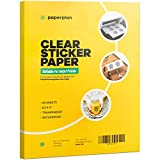 (20 Sheets) 90% Clear Sticker Paper for Inkjet Printer - Glossy 8.5 x 11 - Printable Vinyl Sticker Paper for Cricut - Printable Sticker Paper - Transparent - Adhesive - Clear Sheets - Clear Labels