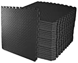 BalanceFrom Puzzle Exercise Mat with EVA Foam Interlocking Tiles (Black), 3/4' Thick, 96 Square Feet (24 Pieces Tiles)