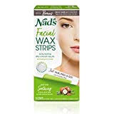 Nad's Facial Wax Strips - Hypoallergenic All Skin Types - Facial Hair Removal For Women - At Home Waxing Kit with 20 Face Wax Strips + 4 Calming Oil Wipes