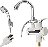 WEZER Electric Shower Water Heater Instant Tankless Hot Water Faucet Kitchen Fast Heating Tap Water Faucet 110 V Electric Hot Water Heater Under Inflow with LED Digital Display. (With Hose Included)