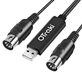 OTraki USB MIDI Cable Converter 2.0 3.0 USB Interface to in-Out MIDI Cord 6.5ft with FTP Processing Chip + 5 PIN DIN Perfect Works for PC Laptop to Professional Piano Keyboard in Home Music Studio