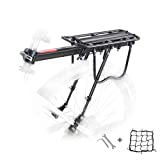 Bike Rear Rack, Bicycle Luggage Rack Aluminum Cycling Carrier Rack Mountain Bike MTB Luggage Cargo Rack with Reflector and Cargo Net