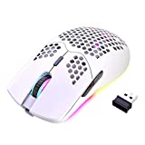 Wireless Gaming Mouse Lightweight Honeycomb Design 3200 DPI Rechargeable Gaming Mouse with 16 Rainbow Backlit, USB Receiver,Compatible with PC Gamers and Xbox and PS4 Users