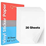 Sticker Paper for Inkjet Printer 30 Sheets Sticker Paper Glossy Waterproof - Size 8.5''x11' A4 - Inkjet & Laser Printer
